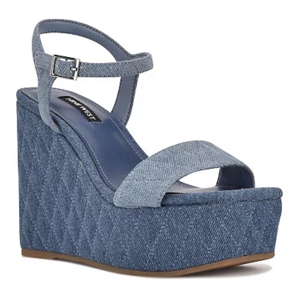 Nine West Nila Women's Demin Platform Wedge Sandals